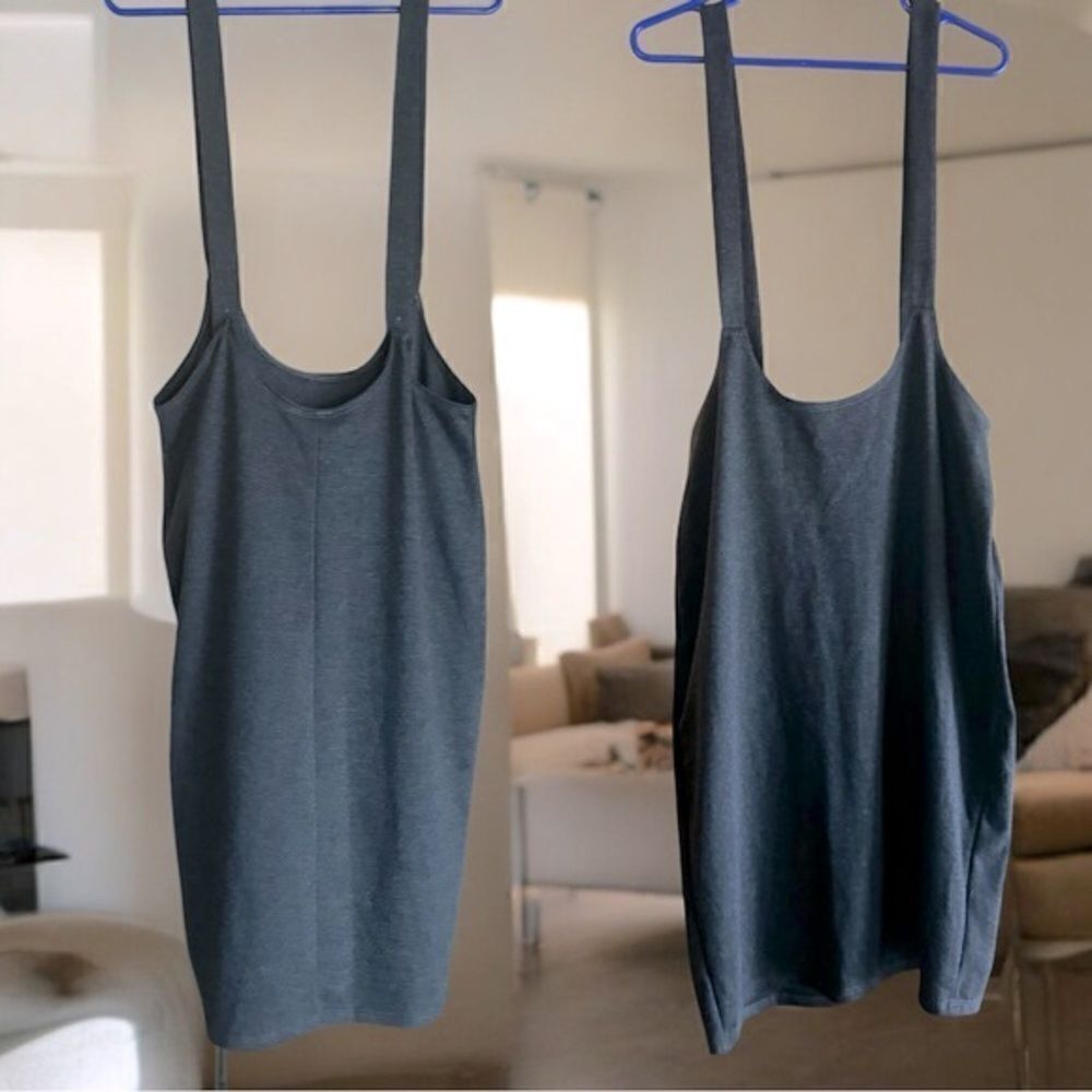 NY Invasion l Cute!  Grey “Suspender” Dress l Midi l 2X l NWT